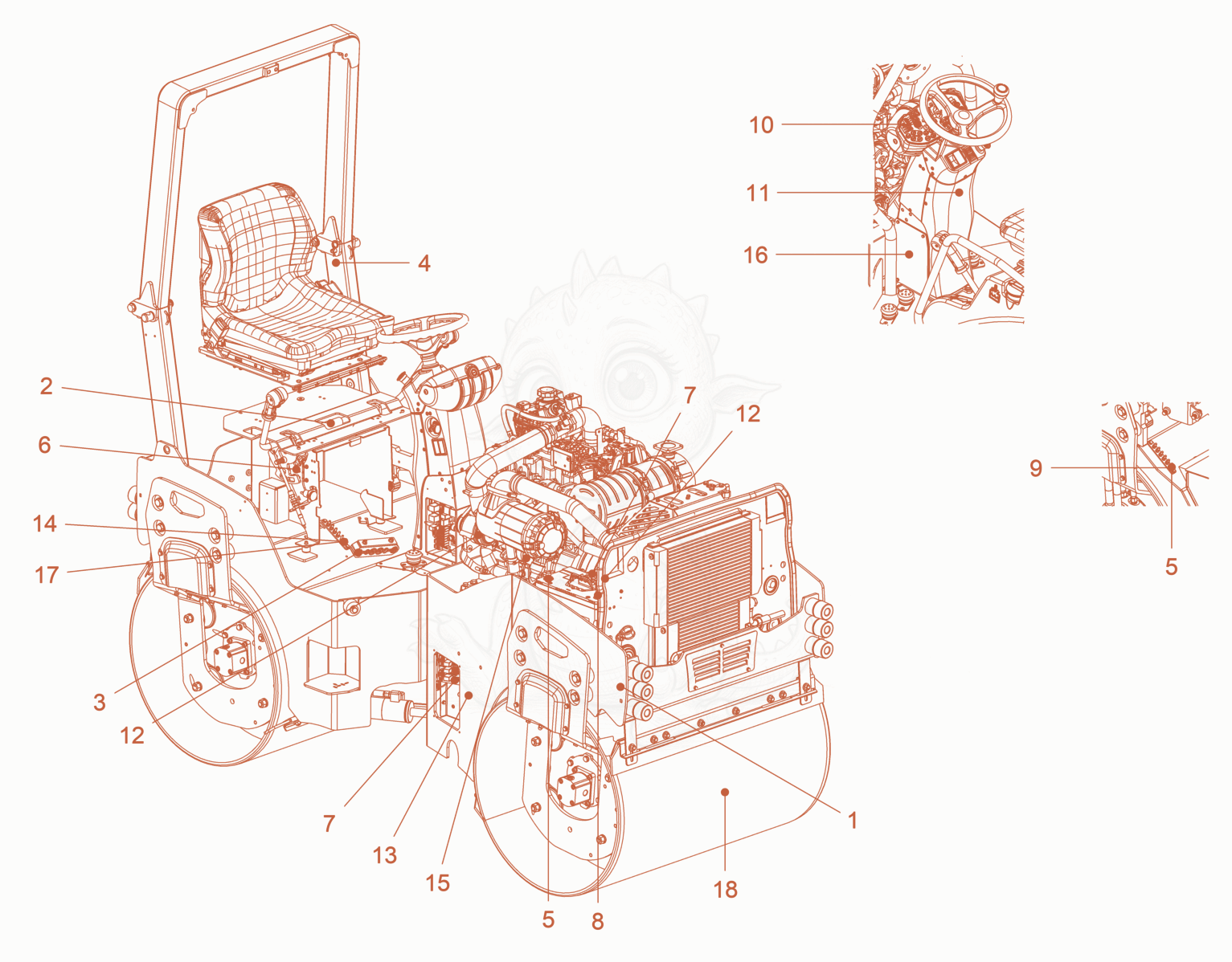 Exploded parts diagram of the cable harnesses of a Wacker Neuson RD28-120DPF, with numbered balloons