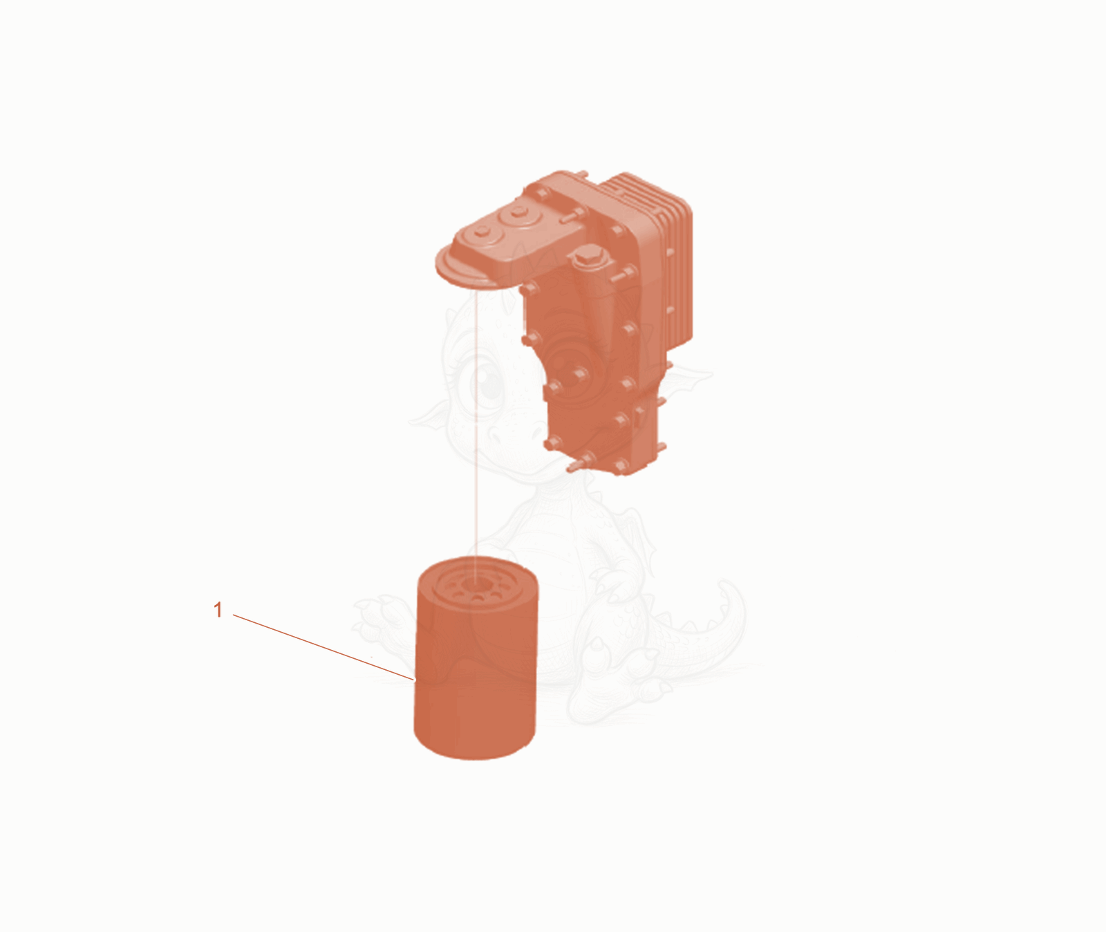 Exploded parts diagram of the Oil filter Cpl. of a Wacker Neuson PUMPPTP8C-CN, with numbered balloons