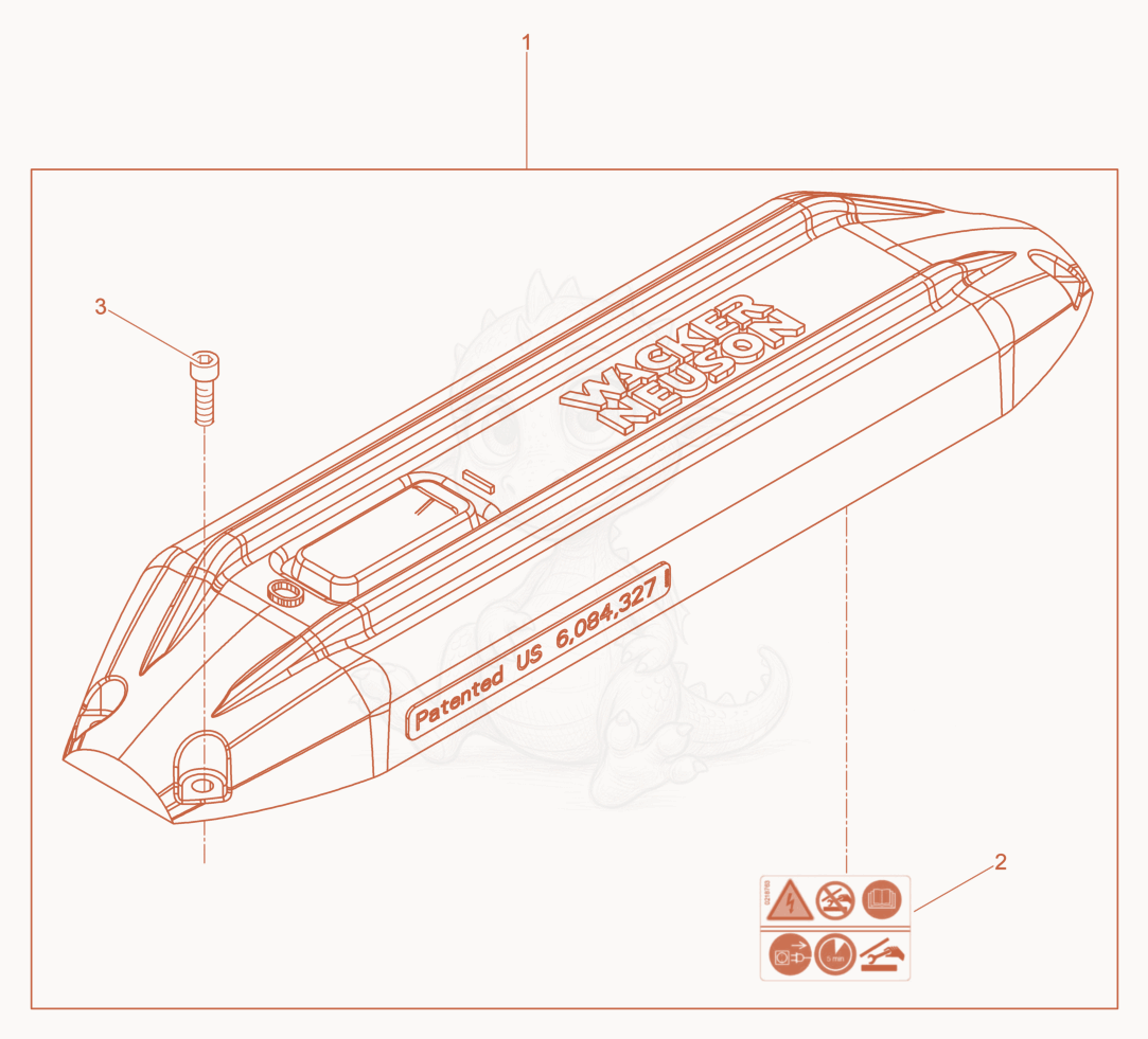 Exploded parts diagram of the Kit-brush cover of a Wacker Neuson ARFU36/6/115, with numbered balloons