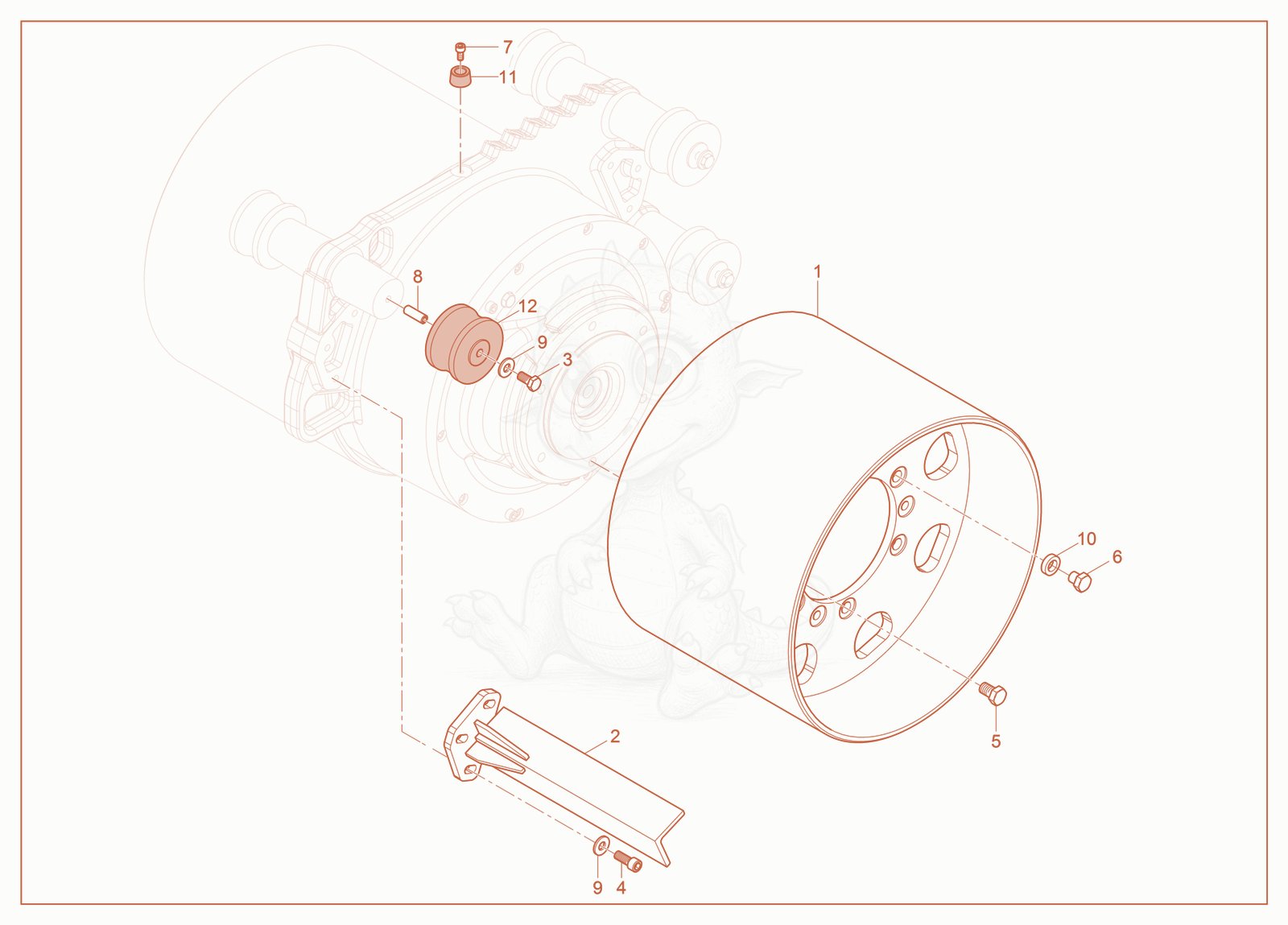 Exploded parts diagram of the Smooth Drum of a Wacker Neuson RTSC3, with numbered balloons