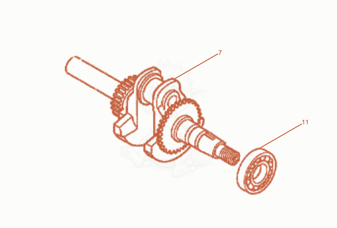 Exploded parts diagram of the Crankshaft of a Wacker Neuson GV2500A, with numbered balloons
