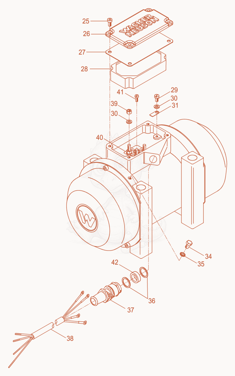 Exploded parts diagram of the External Vibrator cpl. of a Wacker Neuson AR54/6/048, with numbered balloons