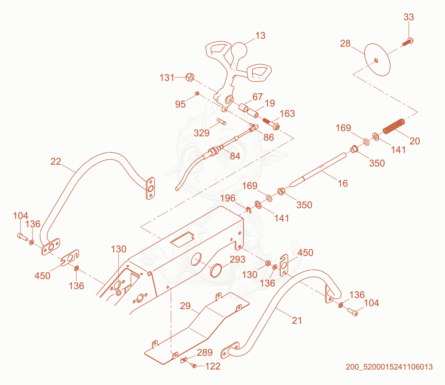 Exploded parts diagram of the Upper Handle cpl. of a Wacker Neuson RD7HE, with numbered balloons
