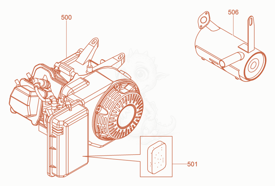 Despiece del Fan hood de una máquina Wacker Neuson GS12AI, con globos numerados