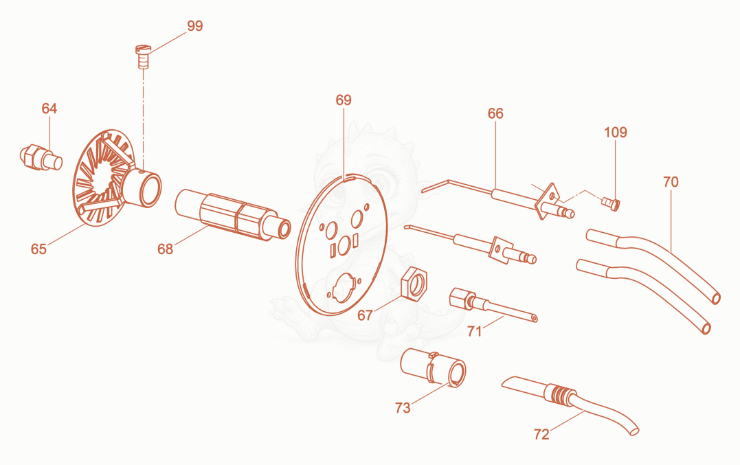 Despiece del Injector Holder cpl. de una máquina Wacker Neuson HI58, con globos numerados