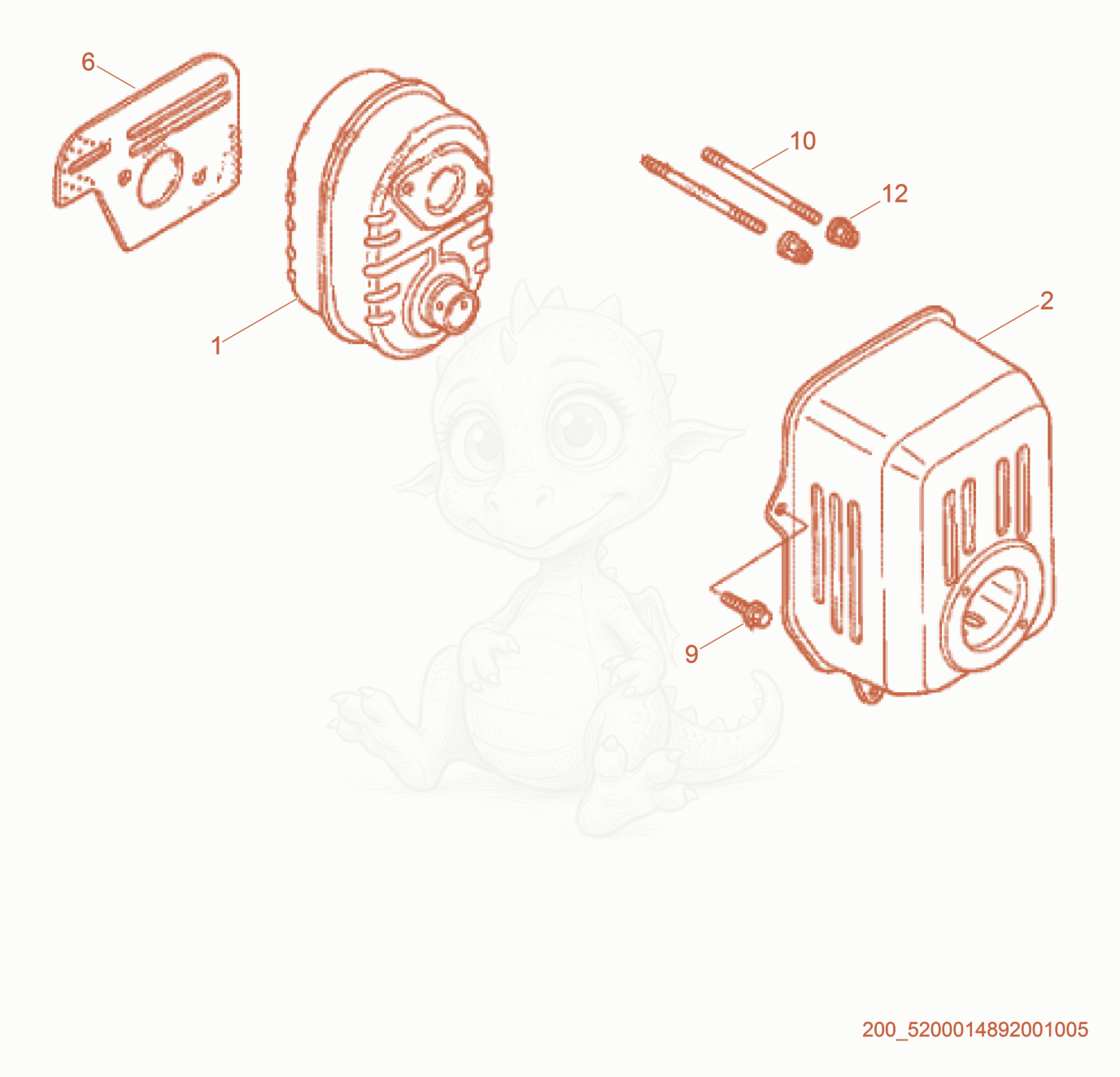 Exploded parts diagram of the Muffler of a Wacker Neuson BS60-4AS, with numbered balloons