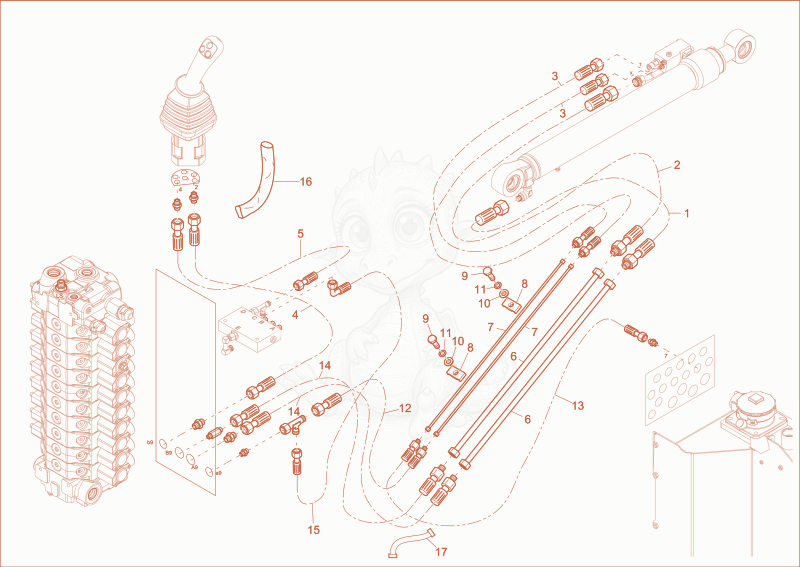 Exploded parts diagram of the DIPPER ARM OPERATION of a Wacker Neuson ET90, with numbered balloons