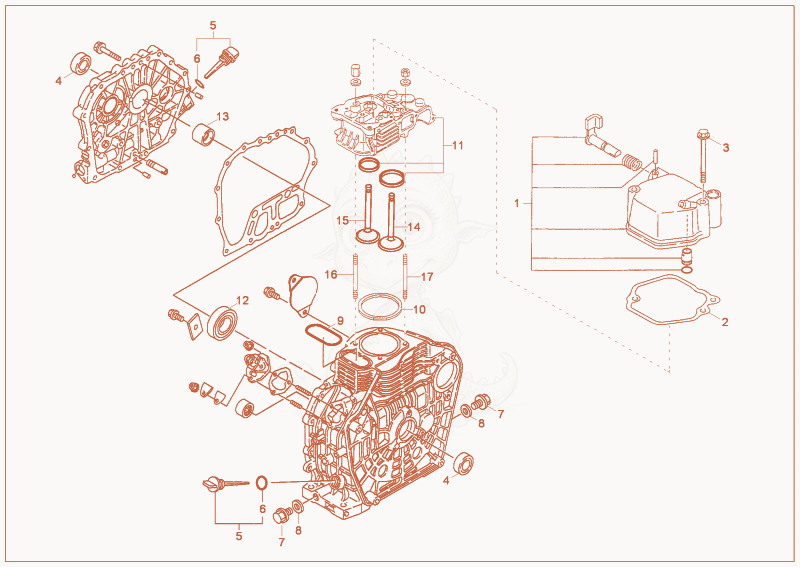 Exploded parts diagram of the CYLINDER BLOCK, VALVE COVER of a Wacker Neuson TD09, with numbered balloons
