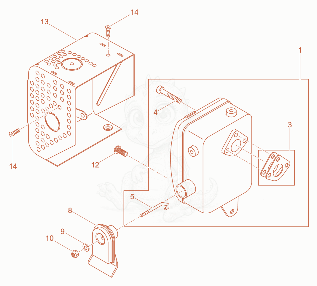 Exploded parts diagram of the Exhaust Silencer of a Wacker Neuson DPU3750HETS, with numbered balloons