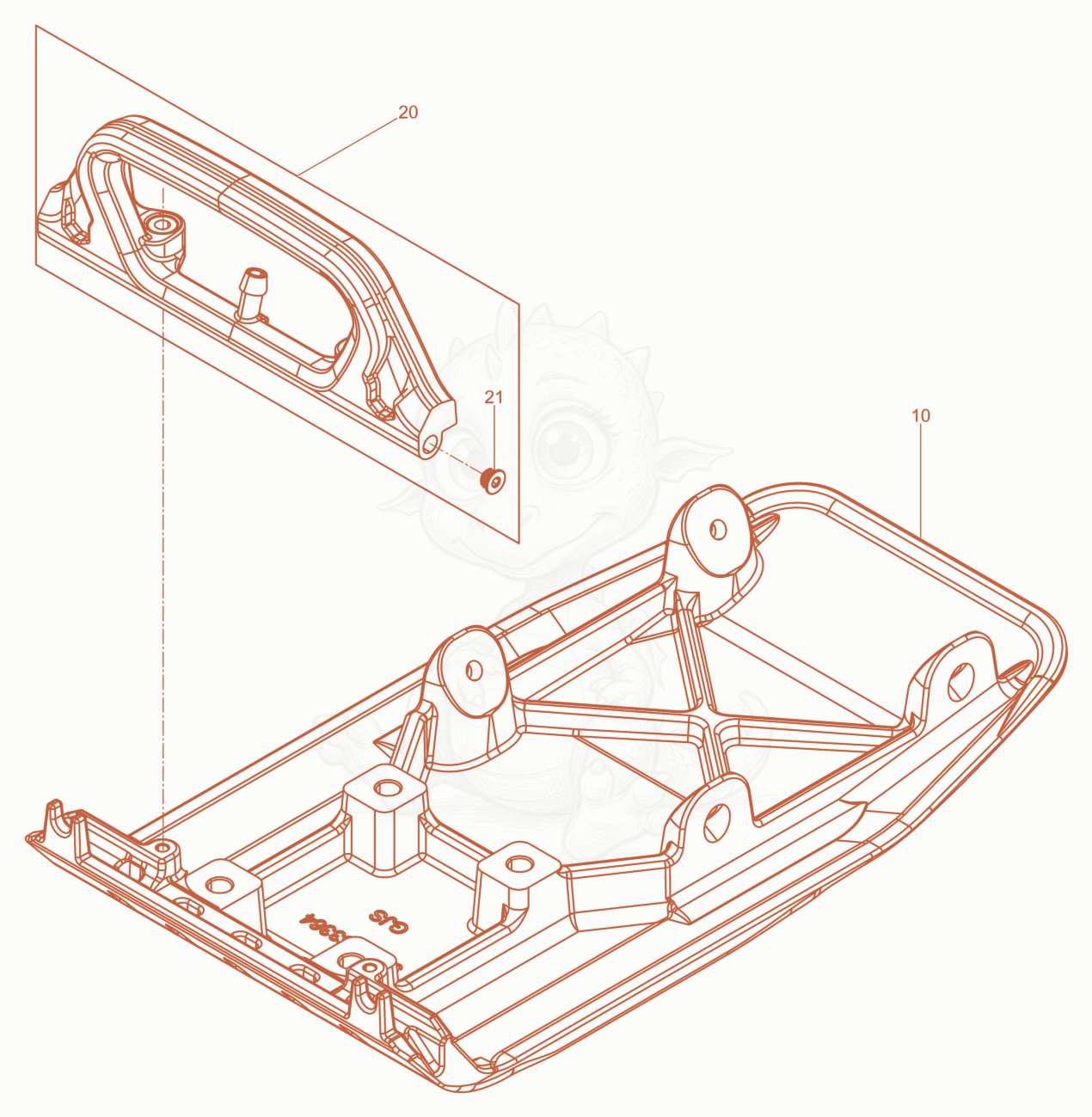 Exploded parts diagram of the Baseplate 350 of a Wacker Neuson XPSKMAT, with numbered balloons