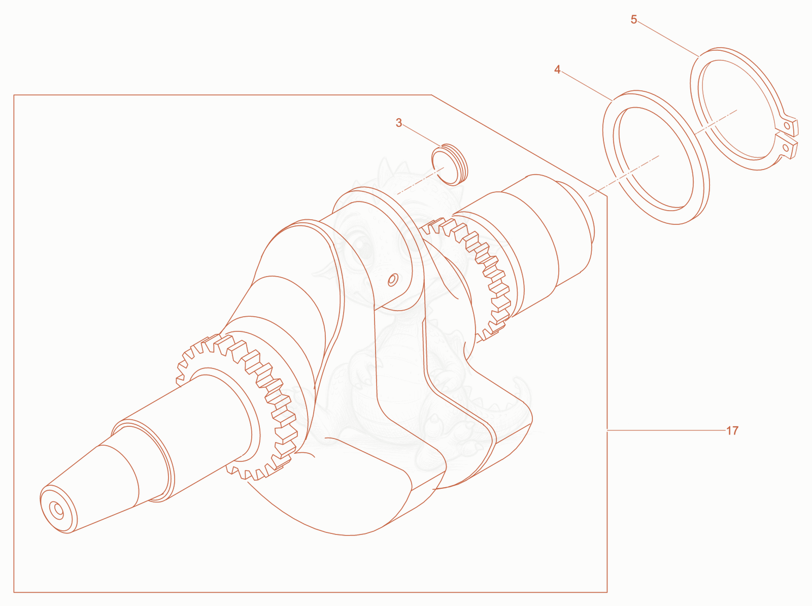 Exploded parts diagram of the Crankshaft of a Wacker Neuson DPU6260H, with numbered balloons