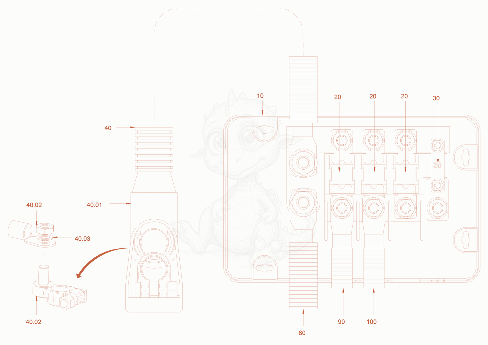 Exploded parts diagram of the electrical system of a Wacker Neuson RC70P, with numbered balloons
