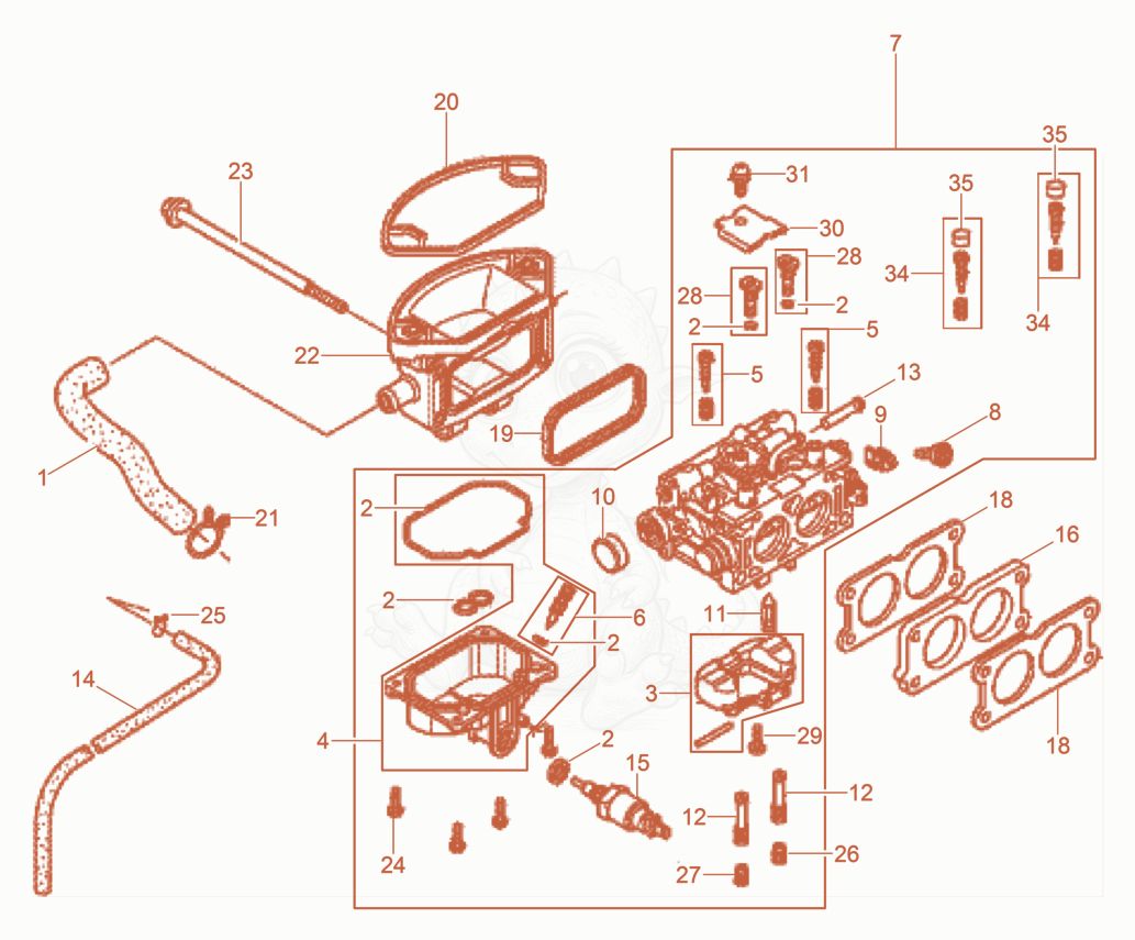 Exploded parts diagram of the Carburetor of a Wacker Neuson GS12AI, with numbered balloons