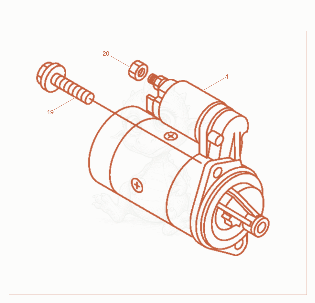 Exploded parts diagram of the Starter of a Wacker Neuson DPU40YEHUS, with numbered balloons
