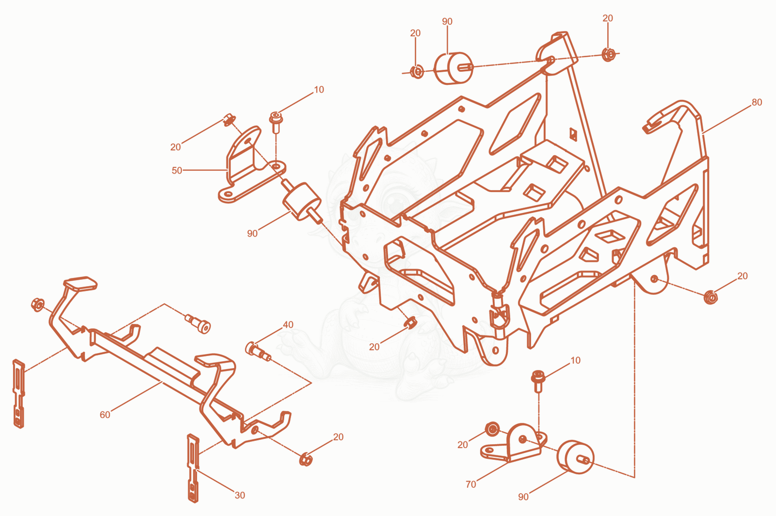 Despiece del Battery holder cpl. de una máquina Wacker Neuson APU3050E(LOXAM), con globos numerados