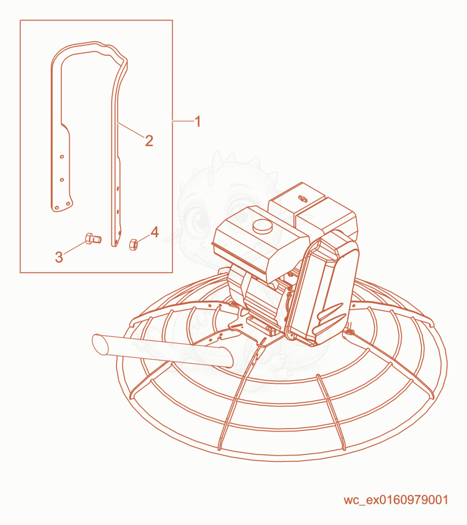 Despiece del Lift Bracket Kit de una máquina Wacker Neuson CT36-8A-V, con globos numerados