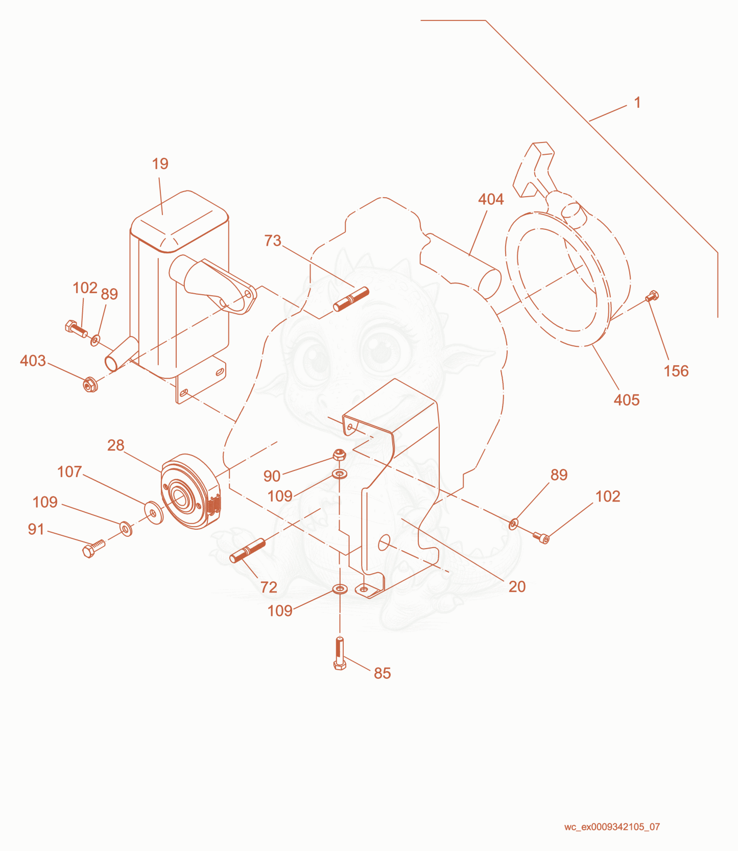 Exploded parts diagram of the Diesel Engine cpl. of a Wacker Neuson DS720, with numbered balloons