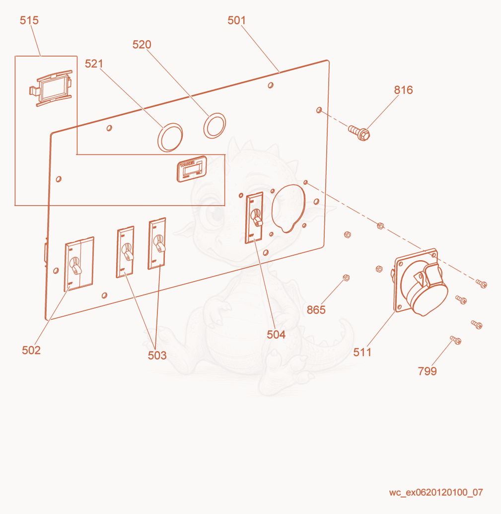 Exploded parts diagram of the Control Panel of a Wacker Neuson LTN6L, with numbered balloons
