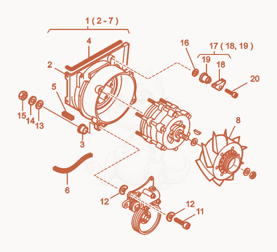 Exploded parts diagram of the Fan cpl. of a Wacker Neuson RD25, with numbered balloons