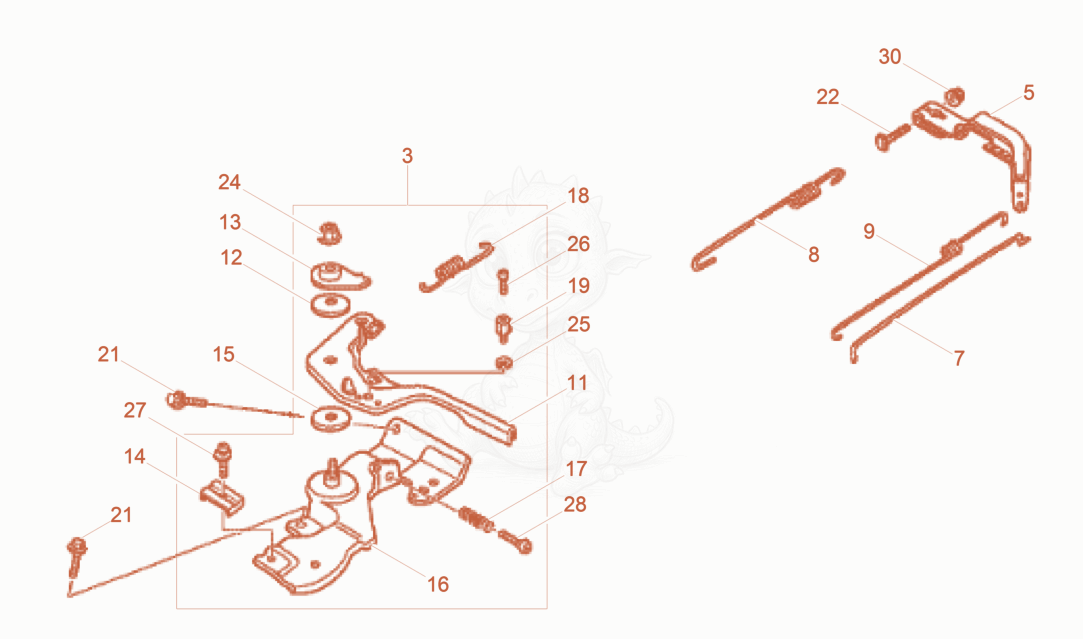 Exploded parts diagram of the Governor of a Wacker Neuson XPSKMAT, with numbered balloons