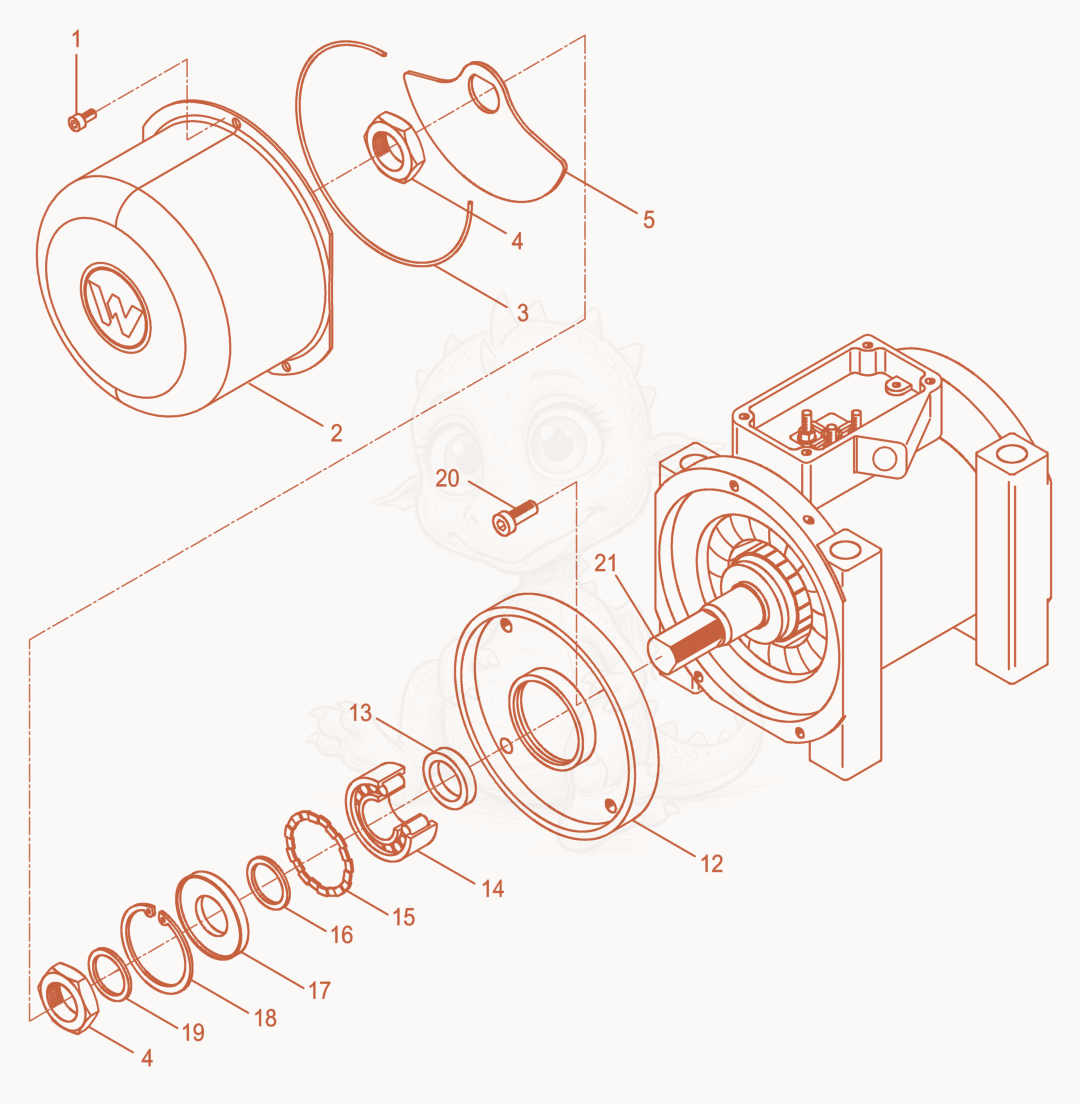 Exploded parts diagram of the External Vibrator cpl. of a Wacker Neuson AR54/3/415, with numbered balloons