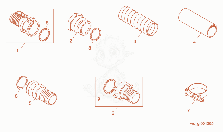 Exploded parts diagram of the Pump Accessories of a Wacker Neuson PS23703, with numbered balloons