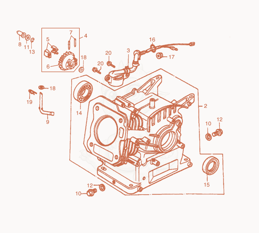 Exploded parts diagram of the Engine Block Components of a Wacker Neuson GV2500A, with numbered balloons