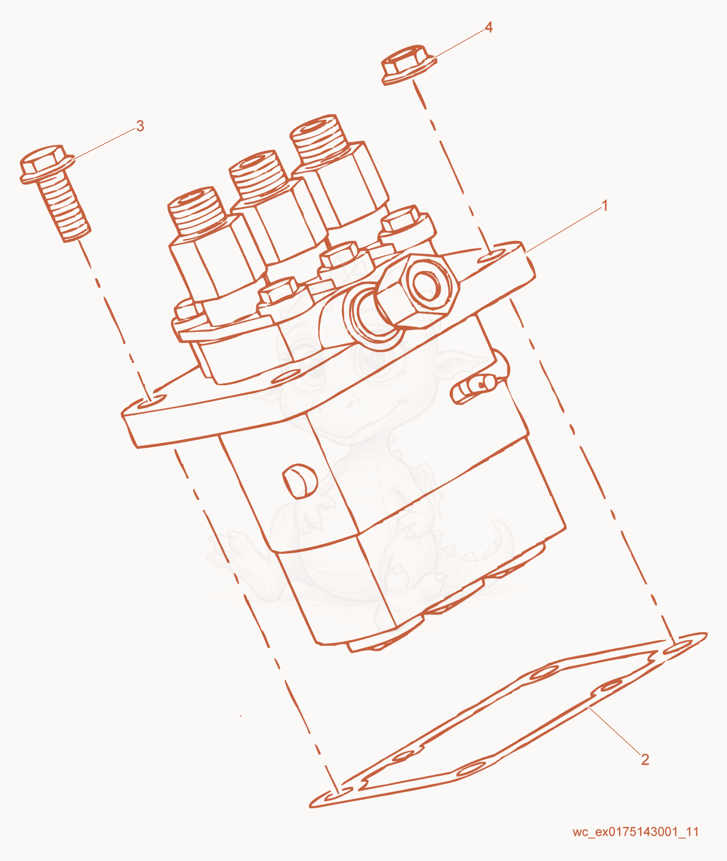 Exploded parts diagram of the Fuel Feed Pump of a Wacker Neuson RD27-120, with numbered balloons