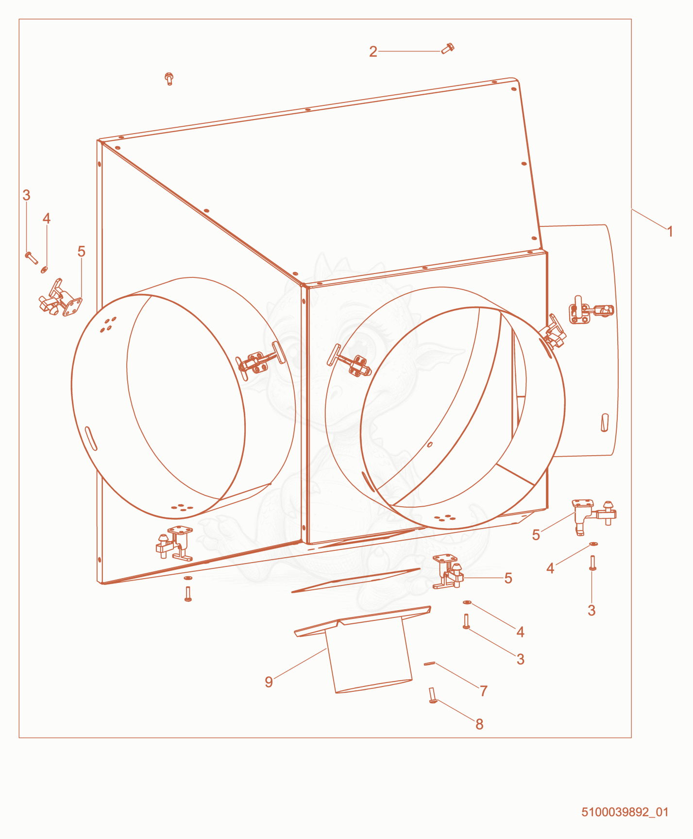 Exploded parts diagram of the Duct adapter, 3 X 12 of a Wacker Neuson HI400HDD, with numbered balloons