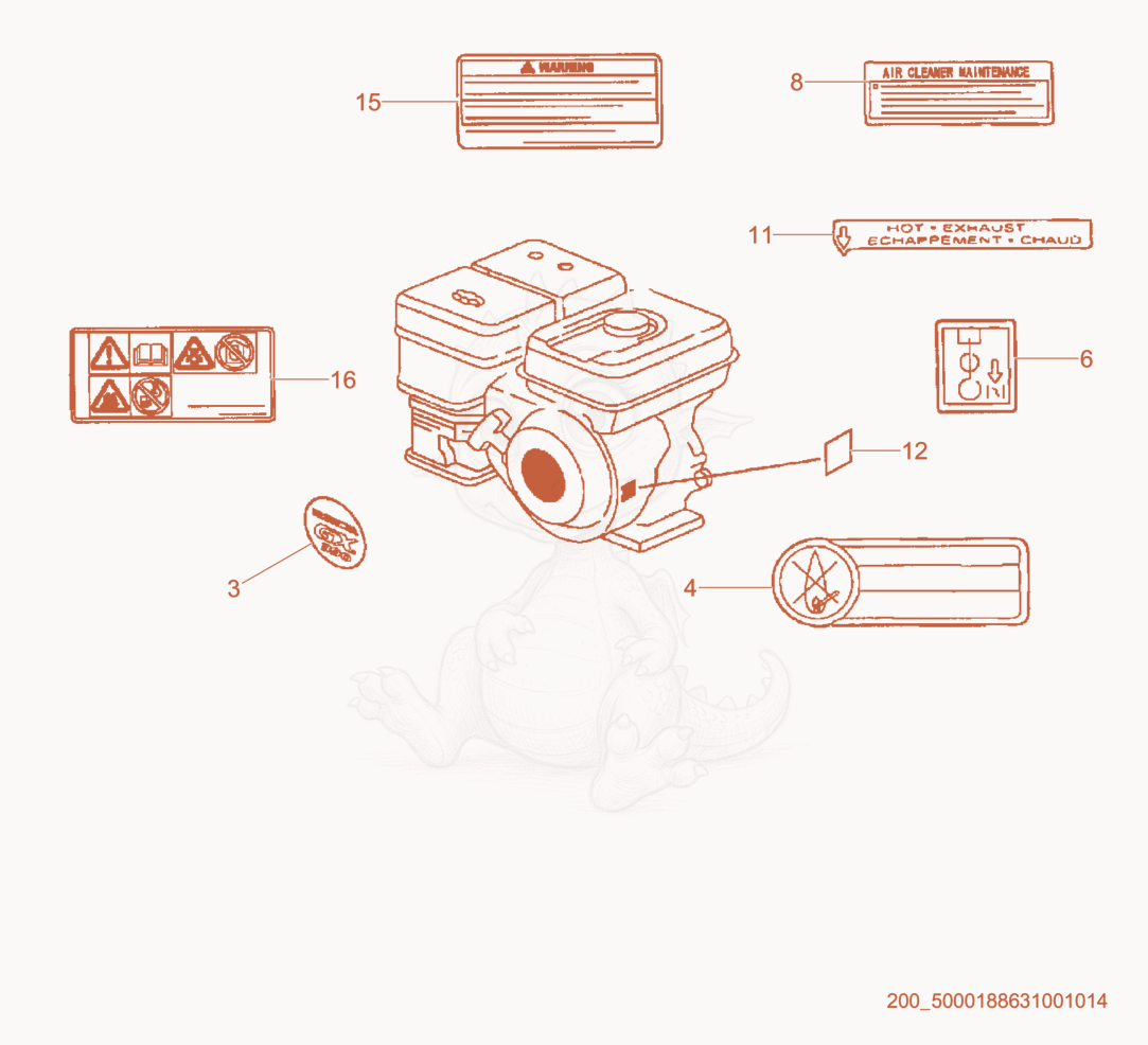 Exploded parts diagram of the Labels of a Wacker Neuson GP5600A, with numbered balloons