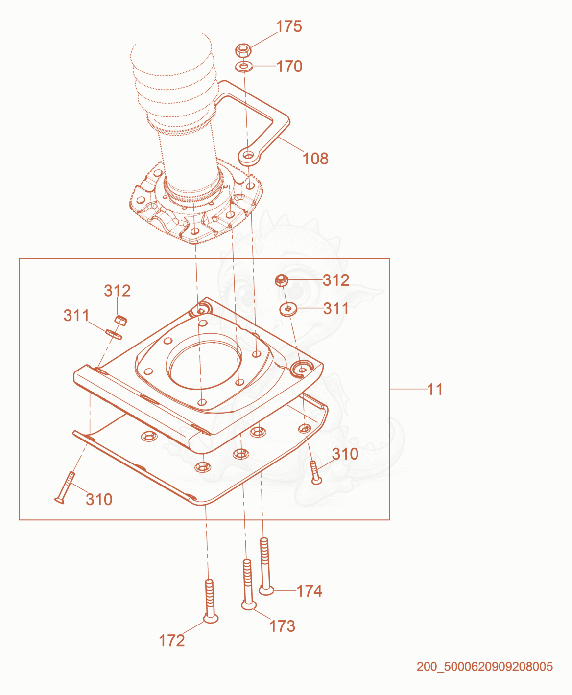 Exploded parts diagram of the Ramming Shoe cpl. of a Wacker Neuson BS60-4S, with numbered balloons