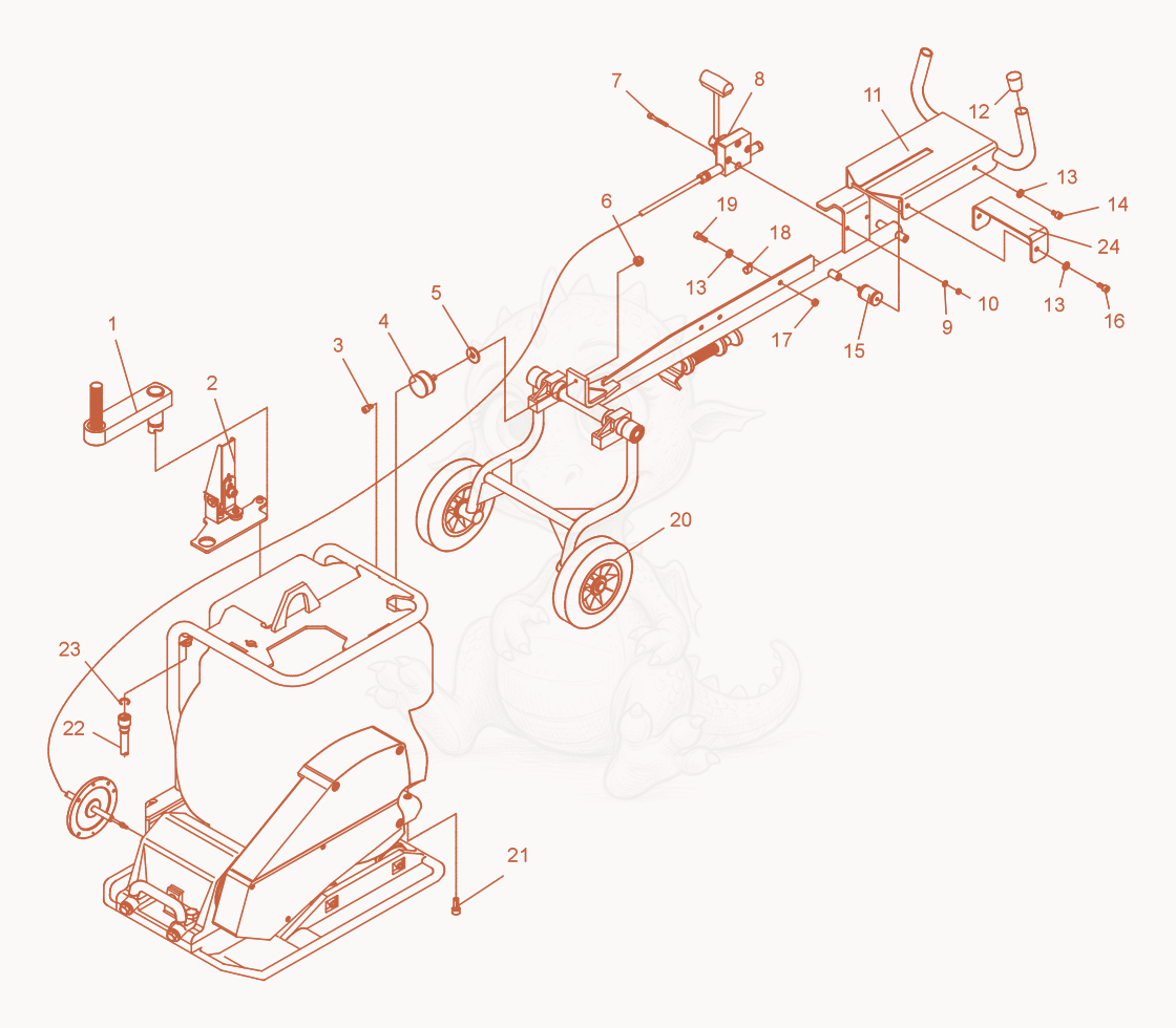 Exploded parts diagram of the Vibratory Plate cpl. of a Wacker Neuson DPS3060, with numbered balloons