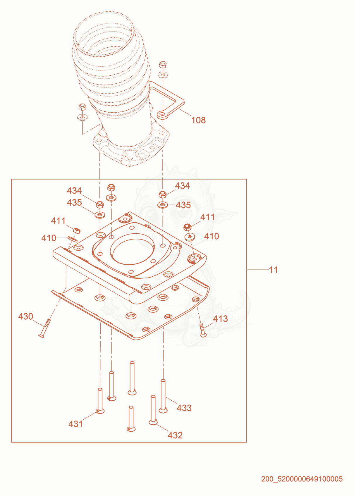 Exploded parts diagram of the Ramming Shoe cpl. of a Wacker Neuson BS70-2I, with numbered balloons