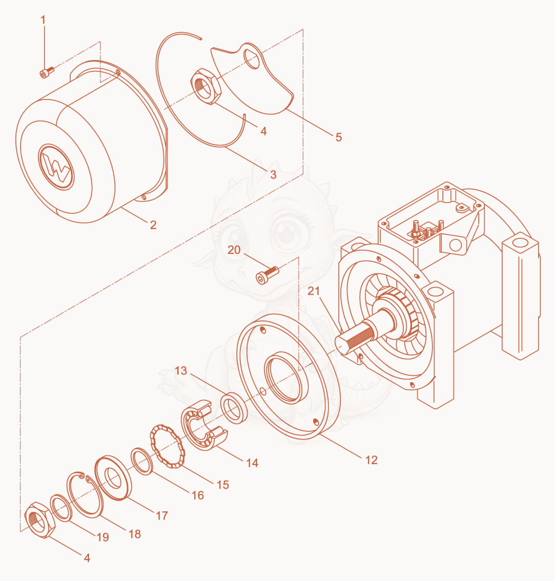 Exploded parts diagram of the External Vibrator cpl. of a Wacker Neuson AR54/1,5/400, with numbered balloons