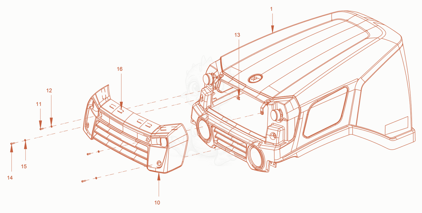 Exploded parts diagram of the canopies and covers of a Wacker Neuson RD24-100C, with numbered balloons