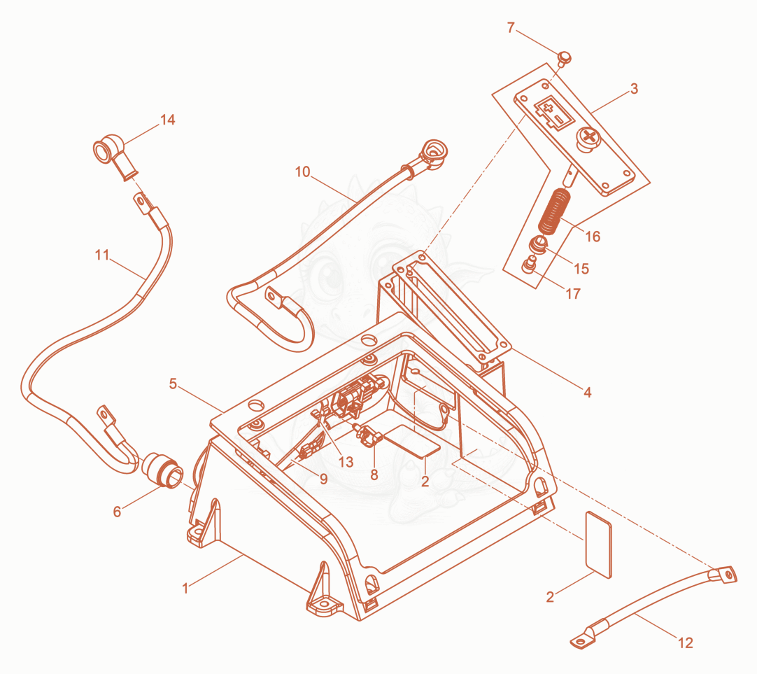 Exploded parts diagram of the Battery protection cpl. of a Wacker Neuson DPU4045YEHZF, with numbered balloons