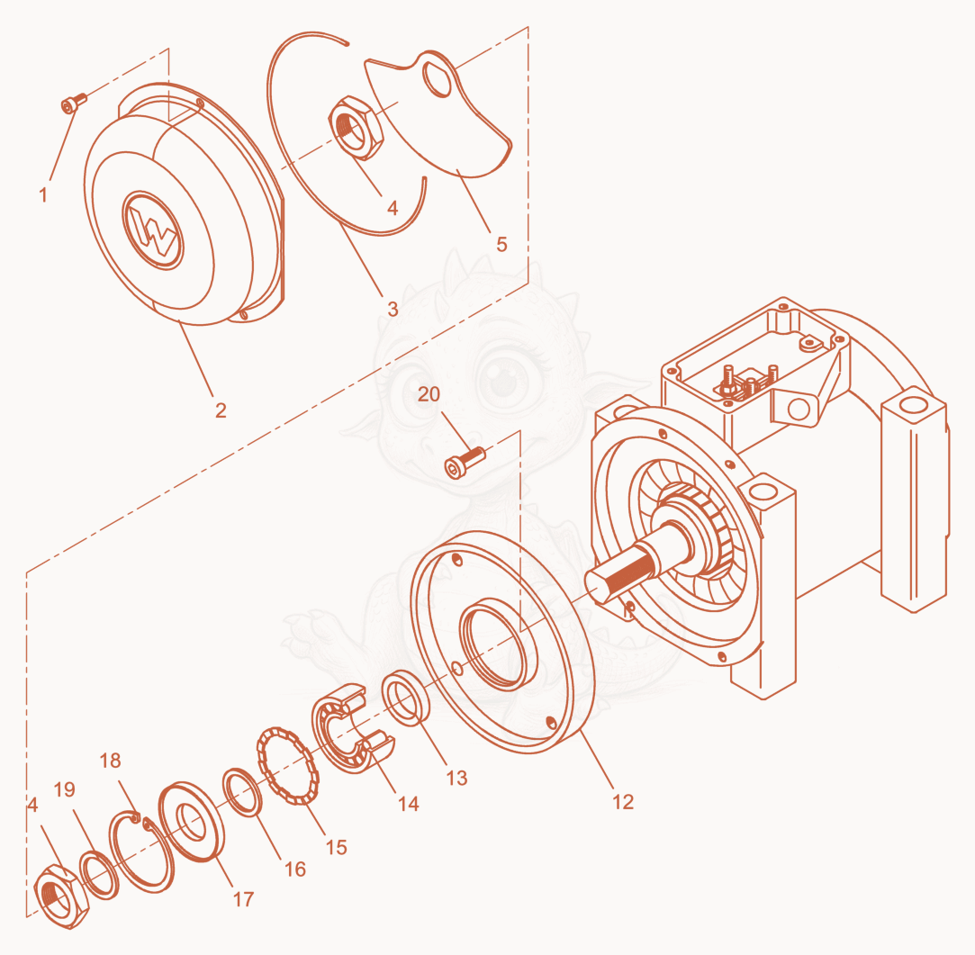 Exploded parts diagram of the External Vibrator cpl. of a Wacker Neuson AR44/3/230VARIO, with numbered balloons