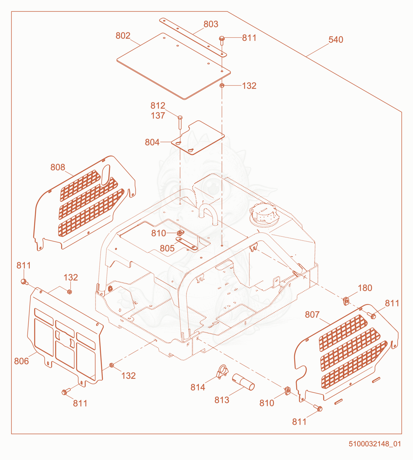 Exploded parts diagram of the Protection Kit of a Wacker Neuson RD7A, with numbered balloons