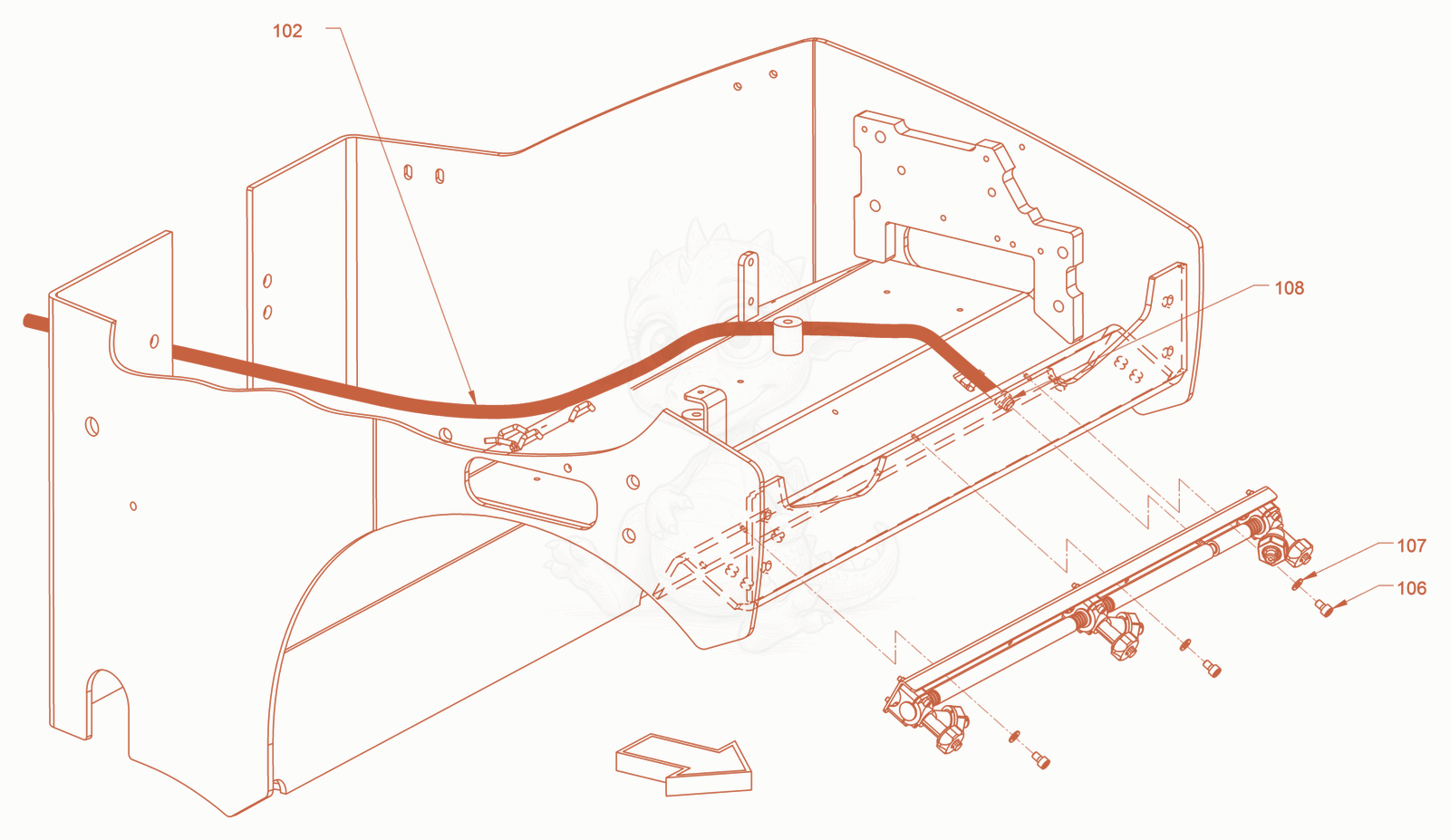 Exploded parts diagram of the sprinkling of a Wacker Neuson RD24-100C, with numbered balloons