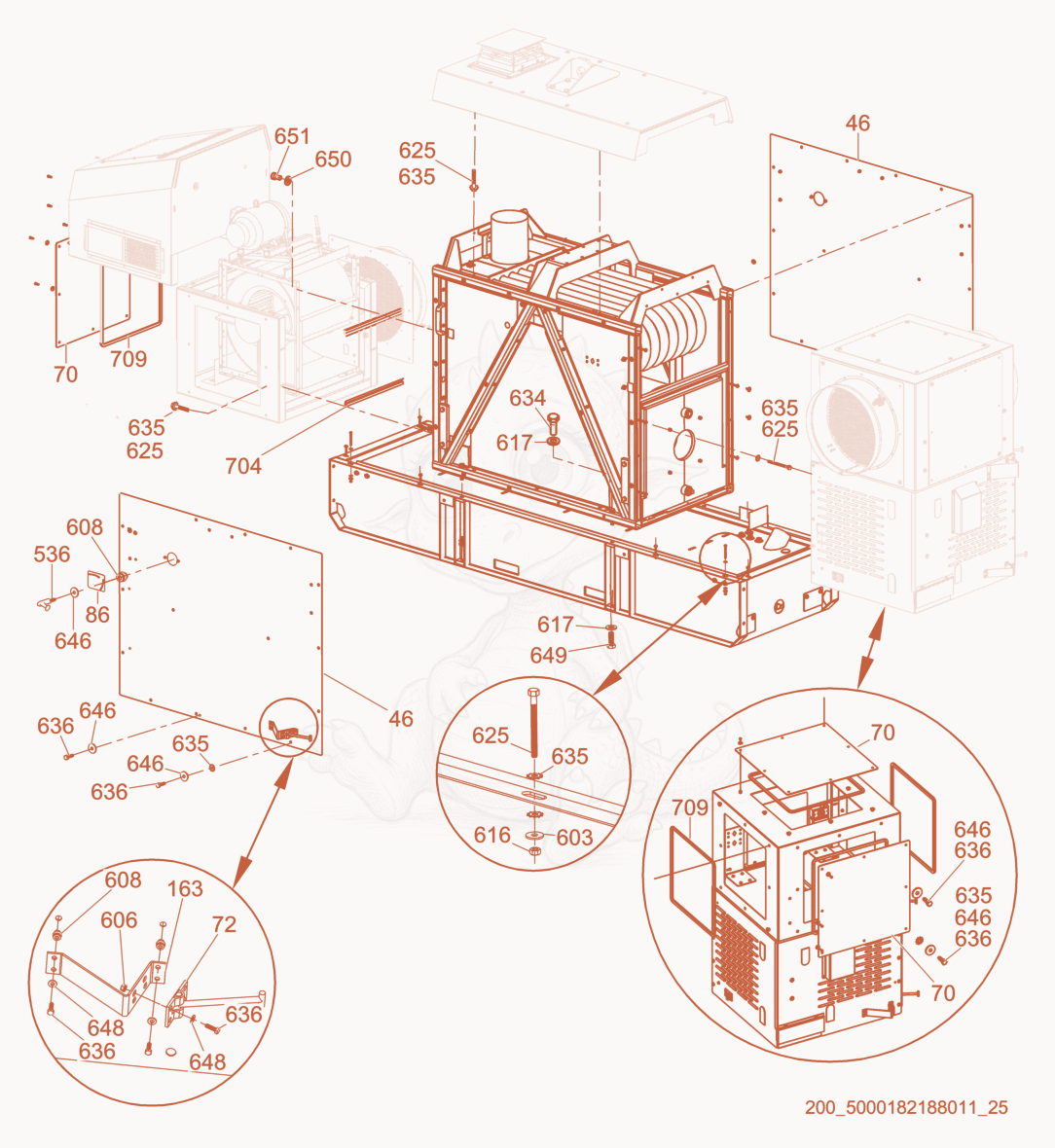 Exploded parts diagram of the Covers of a Wacker Neuson HI750G, with numbered balloons