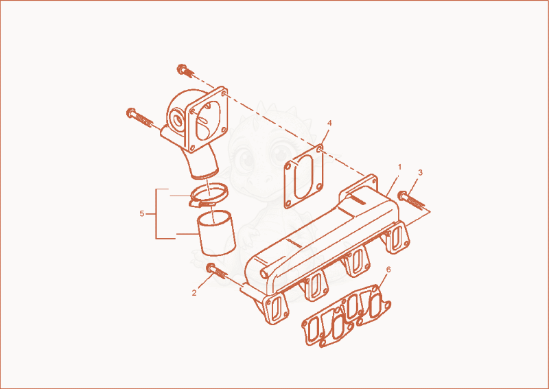 Exploded parts diagram of the suction manifold of a Wacker Neuson 9001, with numbered balloons