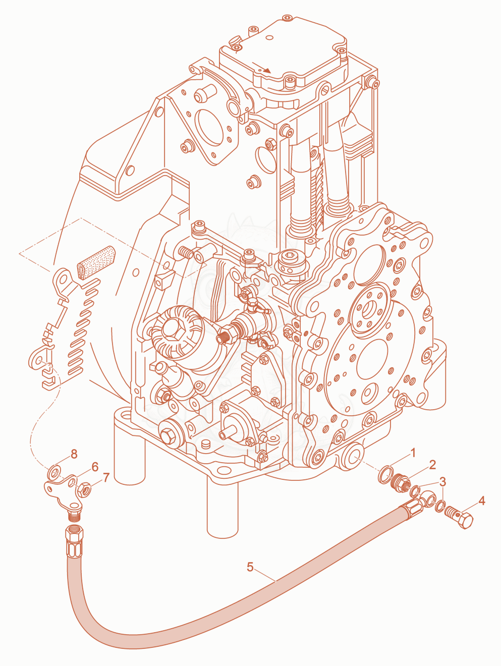Exploded parts diagram of the Oil drain of a Wacker Neuson DPU6555HECUS, with numbered balloons