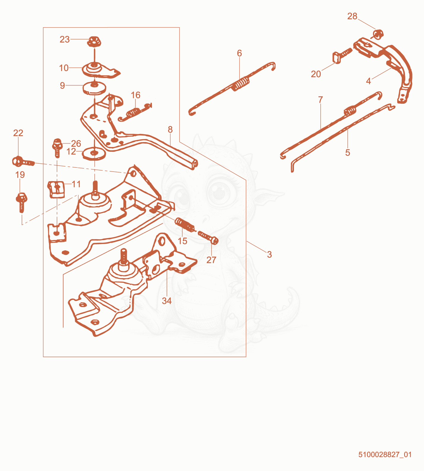 Exploded parts diagram of the Throttle Control of a Wacker Neuson PDI3A(I), with numbered balloons