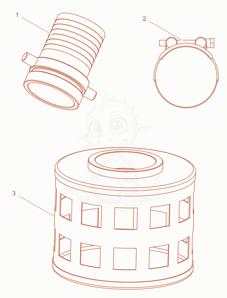 Exploded parts diagram of the Strainer of a Wacker Neuson PT3A, with numbered balloons