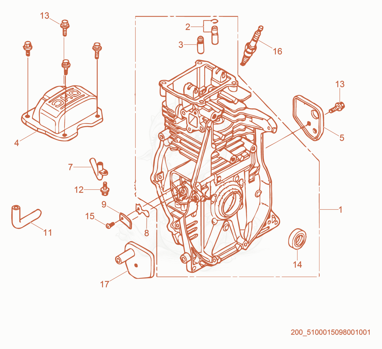 Exploded parts diagram of the Cylinder Head of a Wacker Neuson BS50-4AS, with numbered balloons
