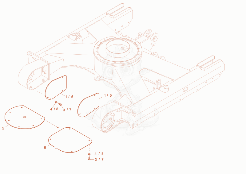 Exploded parts diagram of the cover undercarriage of a Wacker Neuson EZ36, with numbered balloons