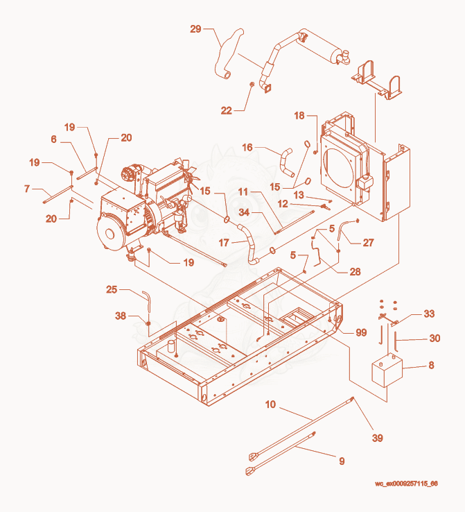 Exploded parts diagram of the Generator cpl. of a Wacker Neuson G25, with numbered balloons