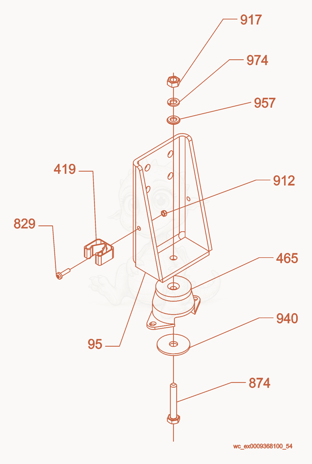 Exploded parts diagram of the Engine Mount cpl. of a Wacker Neuson G25, with numbered balloons