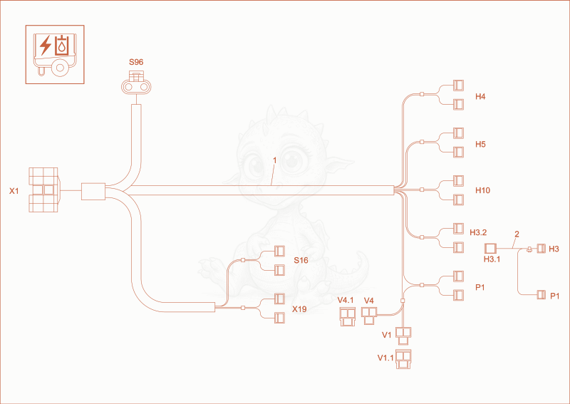 Exploded parts diagram of the WIRE HARNESS indicator (Option) of a Wacker Neuson 803, with numbered balloons