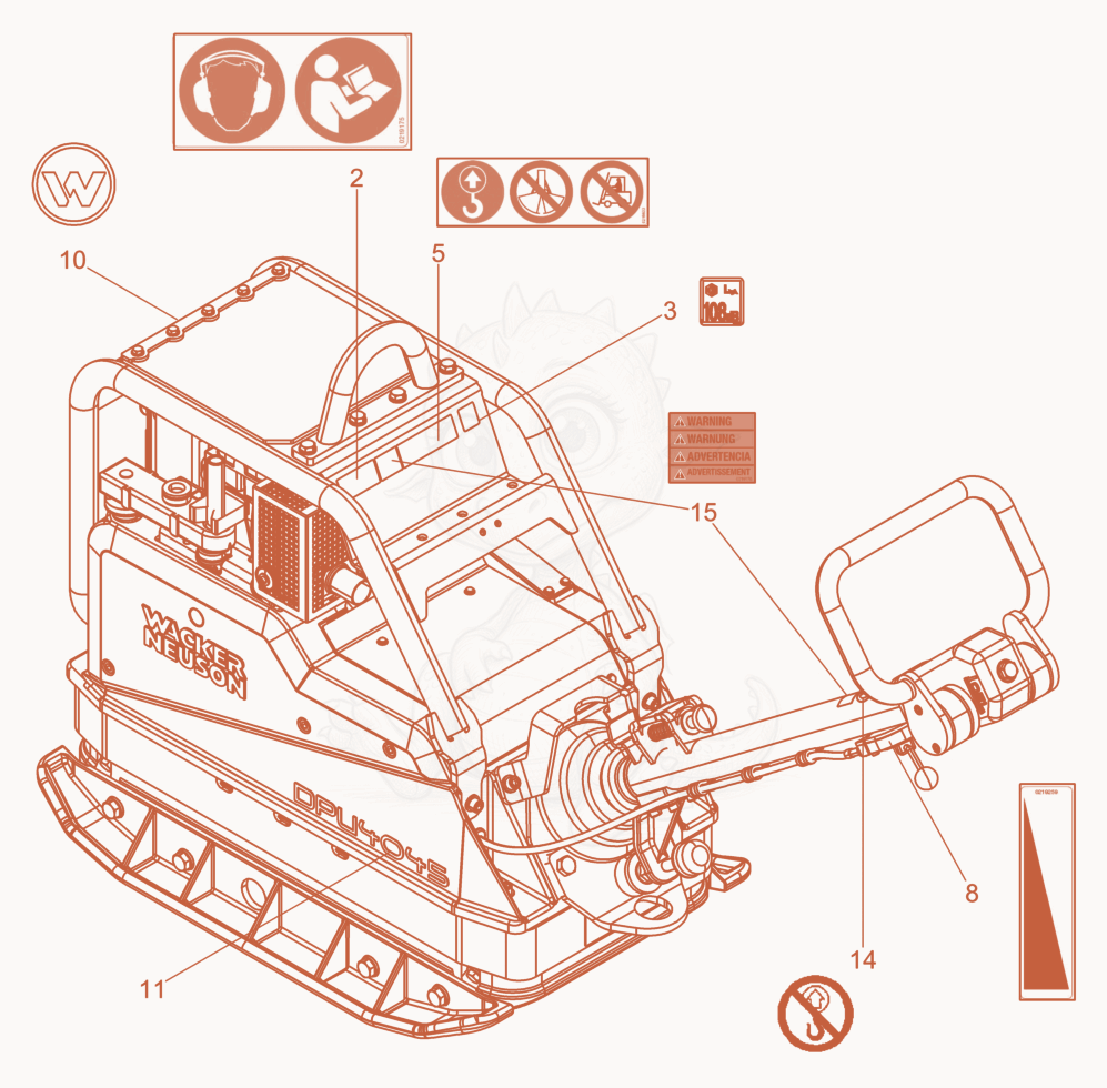 Exploded parts diagram of the Labels US of a Wacker Neuson DPU4045H, with numbered balloons